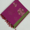PURE COTTON SAREE - Magenta Pink with Olive Green Border