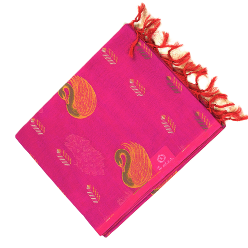 PURE COTTON SAREES - Rani Pink