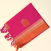 9 PURE COTTON SAREES - Magenta with Copper Orange Border