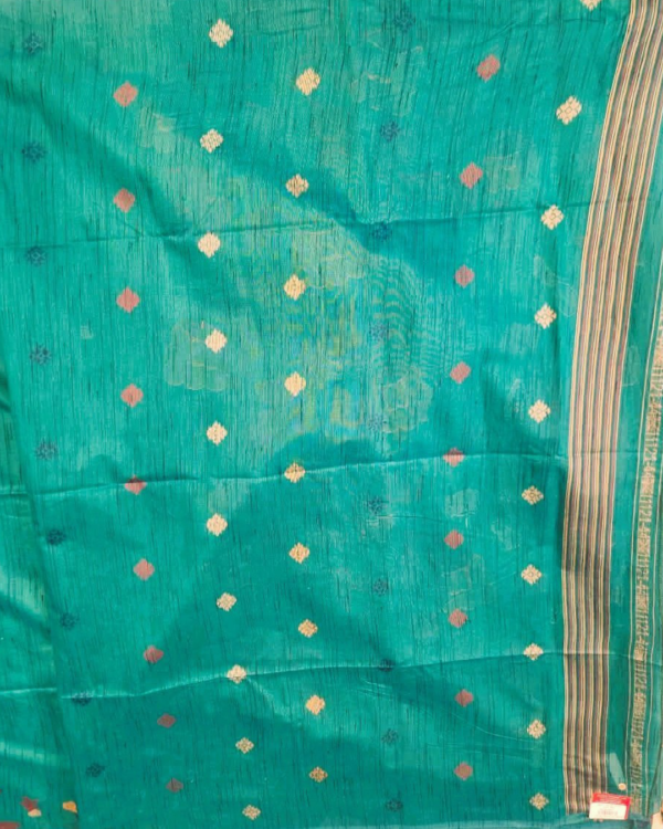 PURE COTTON SAREE - Teal Green