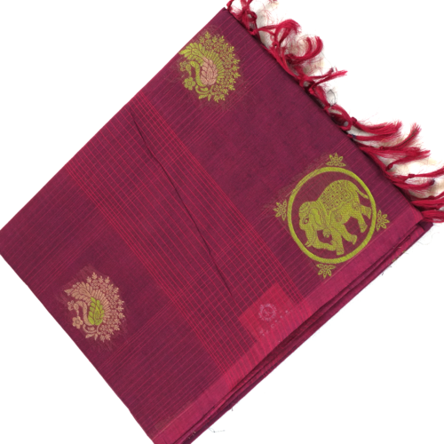 C2-115 PURE COTTON SAREES - Deep Wine
