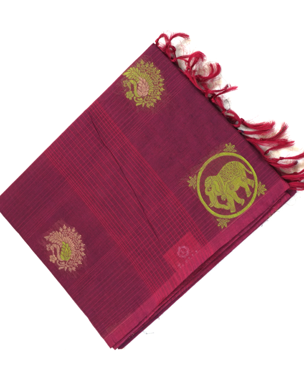 C2-115 PURE COTTON SAREES - Deep Wine