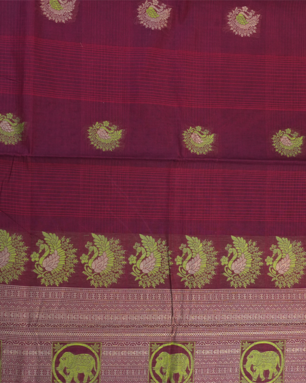 C3-2 PURE COTTON SAREES - Deep Wine