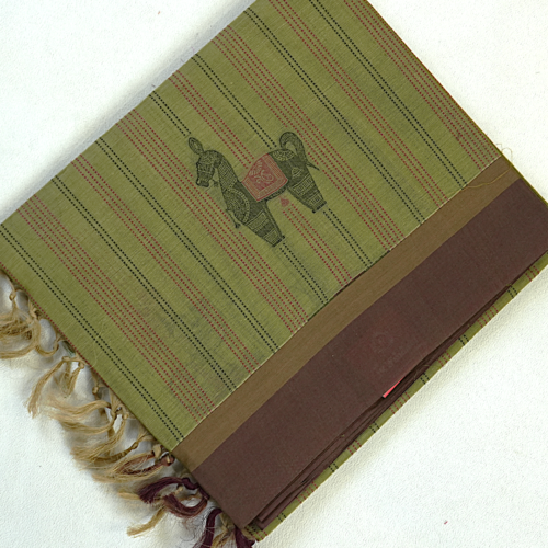 C4 -1 PURE COTTON SAREES - Olive Green