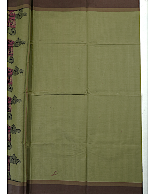 C4-4 PURE COTTON SAREES - Olive Green