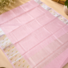 NETTED KOTA SAREES - Pink with Silver Zari Border