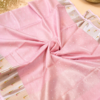 NETTED KOTA SAREES - Pink with Silver Zari Border