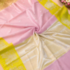 NETTED KOTA SAREES - Baby Pink with Lime Green