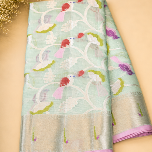 ChatGPT Image Sep 1, 2026, 01_18_04 PM NETTED KOTA SAREES - Pastel Mint Green