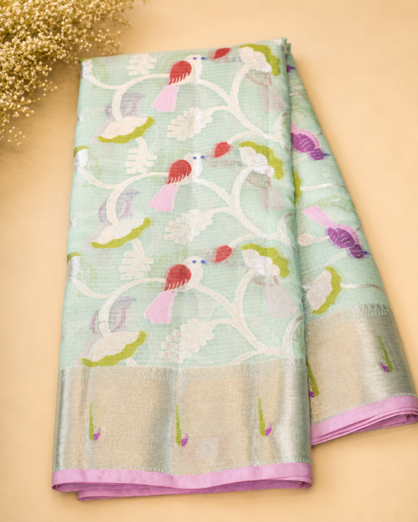 NETTED KOTA SAREES - Pastel Mint Green