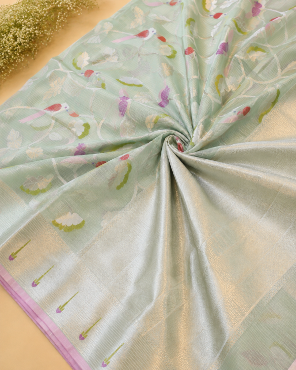 NETTED KOTA SAREES - Pastel Mint Green