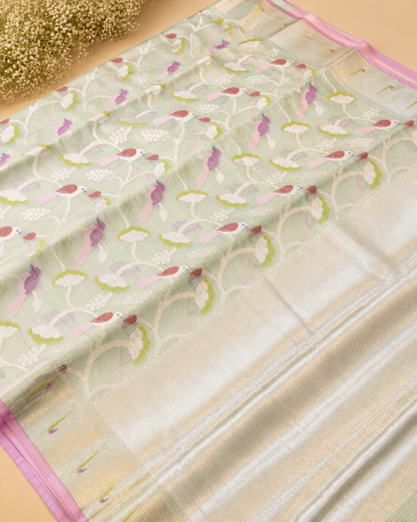 NETTED KOTA SAREES - Pastel Mint Green