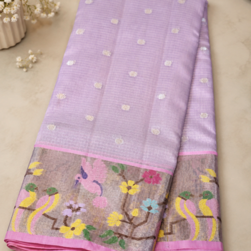 ChatGPT Image Sep 1, 2026, 10_36_14 AM NETTED KOTA SAREES - Lavender Purple with Pink Border