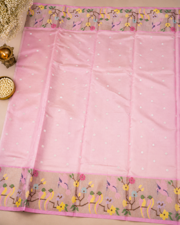 NETTED KOTA SAREES - Lavender Purple with Pink Border