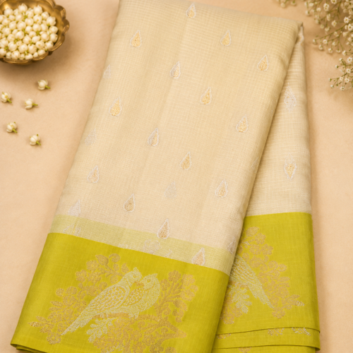 ChatGPT Image Sep 1, 2026, 10_56_32 AM NETTED KOTA SAREES - Half white Lime Green Border