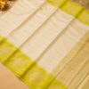 NETTED KOTA SAREES - Half white Lime Green Border