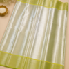NETTED KOTA SAREES - Half white Lime Green Border