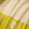 NETTED KOTA SAREES - Half white Lime Green Border