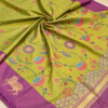 ChatGPT Image Sep 8, 2026, 03_00_17 PM Pichwai Semi Silk - Lime Green & Purple Pichwai Semi Silk Saree