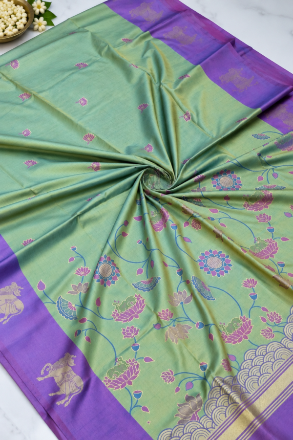 PICHWAI SEMI SILK - Parrot Green