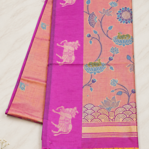 ChatGPT Image Sep 8, 2026, 06_04_17 PM Pichwai semi silk - Pink & Purple