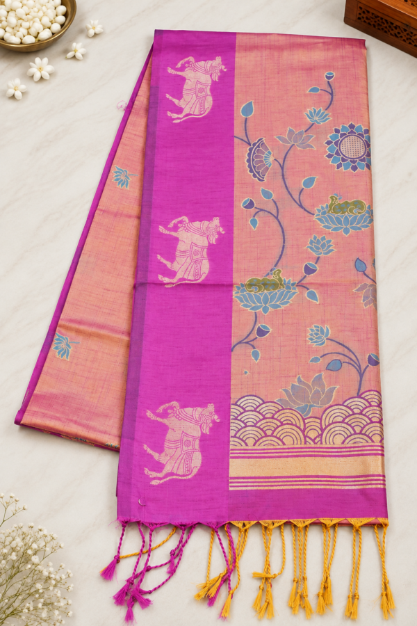 ChatGPT Image Sep 8, 2026, 06_04_17 PM Pichwai semi silk - Pink & Purple