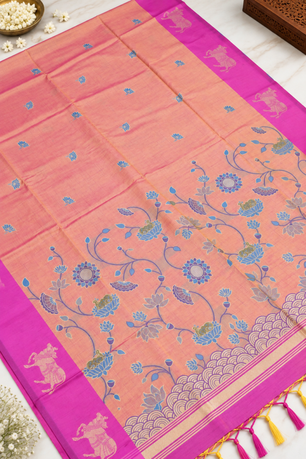 ChatGPT Image Sep 8, 2026, 06_05_56 PM Pichwai semi silk - Pink & Purple