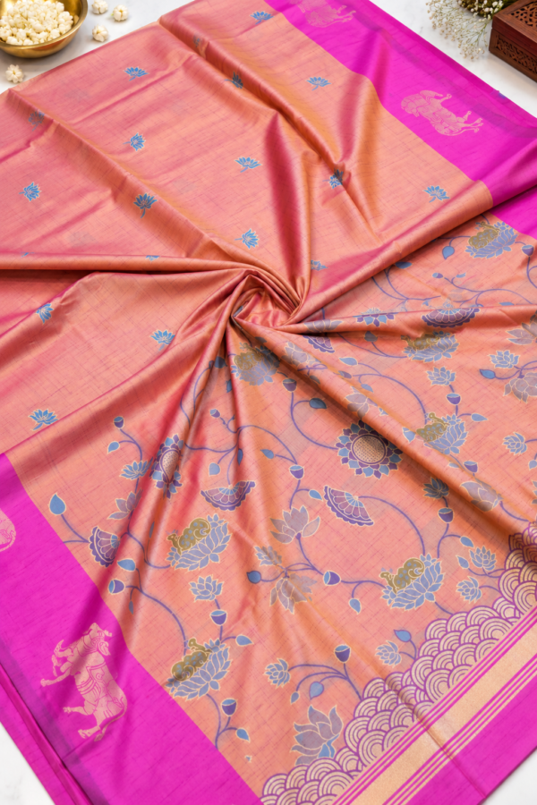 ChatGPT Image Sep 8, 2026, 06_06_54 PM Pichwai semi silk - Pink & Purple