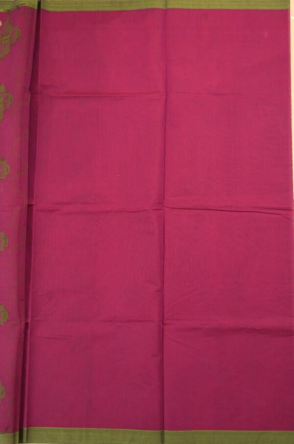 PURE COTTON - Magenta Pink with Sage Green Border