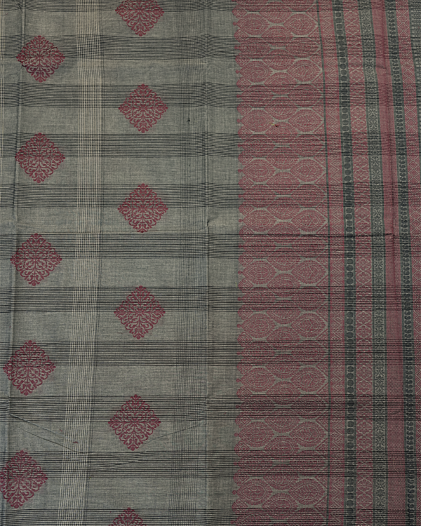 T0 PURE COTTON SAREE - Charcoal Grey