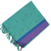 PURE COTTON SAREE - Turquoise Teal with Royal Blue & Lavender Purple