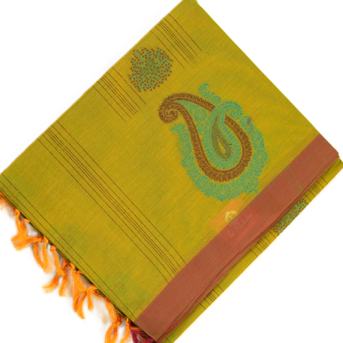 T12 PURE COTTON SAREE - Mustard Yellow