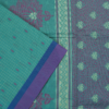 PURE COTTON SAREE - Turquoise Teal with Royal Blue & Lavender Purple
