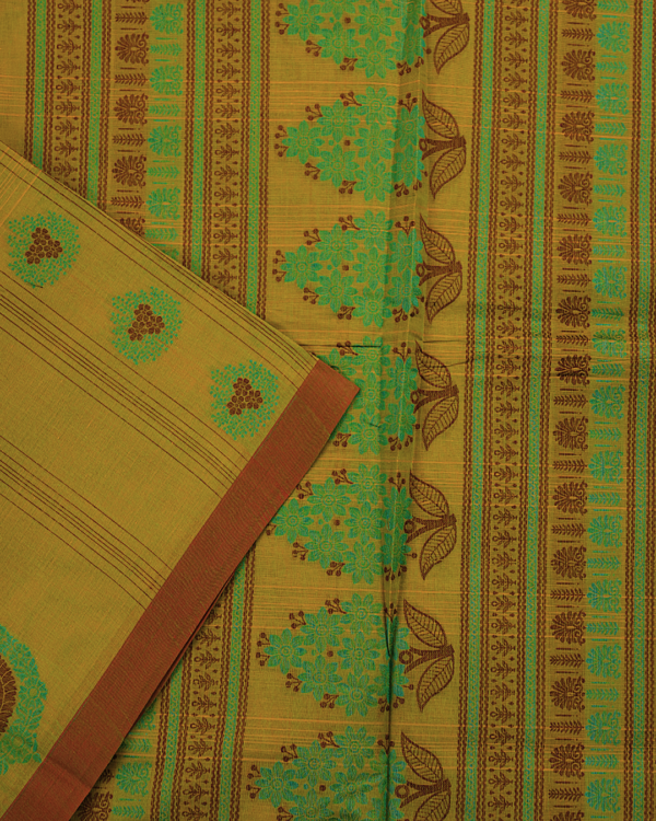 PURE COTTON SAREE - Mustard Yellow