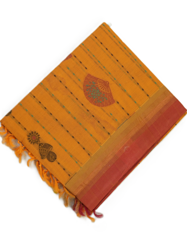 T17 PURE COTTON SAREE - Mustard Orange