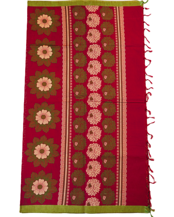 T17 PURE COTTON SAREE - Ruby Red