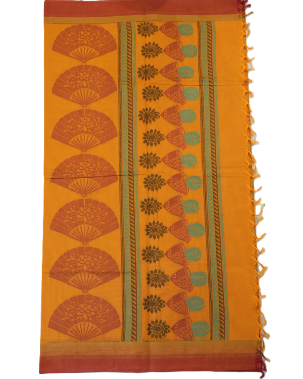 T18 PURE COTTON SAREE - Mustard Orange