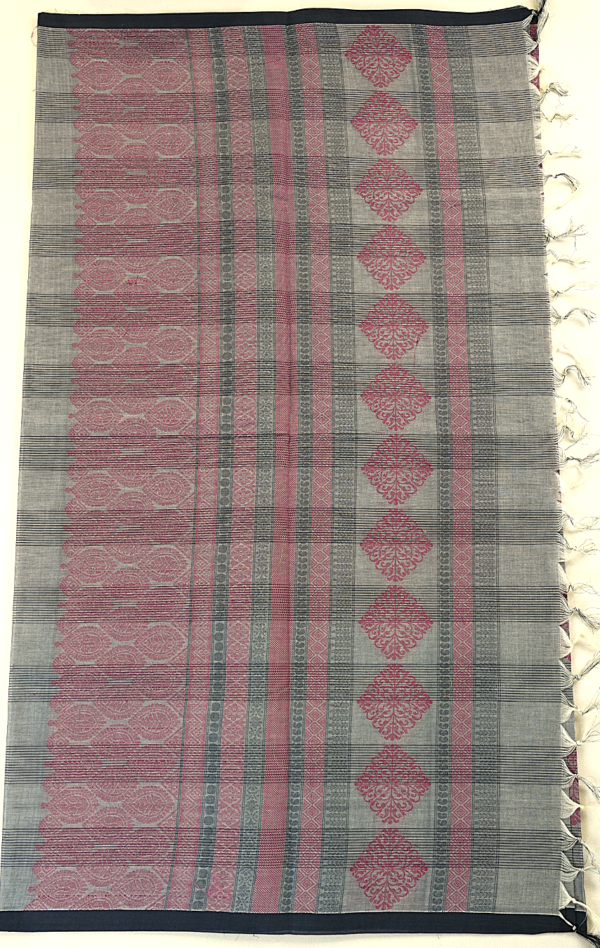 T2 PURE COTTON SAREE - Charcoal Grey