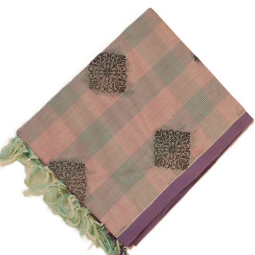 T2 PURE COTTON SAREE - Dusty Peach