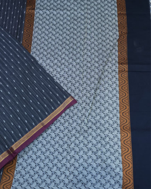 T2222 PURE COTTON SAREES - Charcoal Black