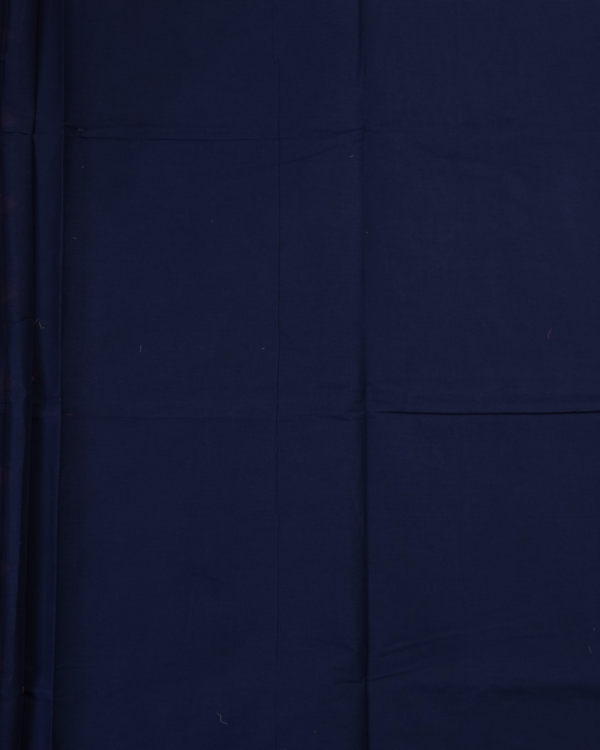 PURE COTTON SAREE - Midnight Navy Blue with Steel Grey & Magenta Pink