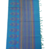 PURE COTTON SAREE - Turquoise Blue with Royal Blue & Purple
