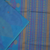 PURE COTTON SAREE - Turquoise Blue with Royal Blue & Purple