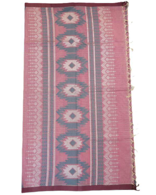 T5 PURE COTTON SAREE - Dusty Rose Pink with Mauve & Wine