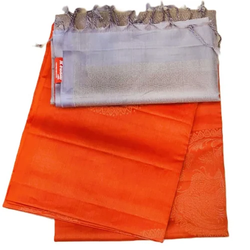SOFT SILK SAREE - Bright Orange