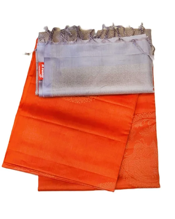 SOFT SILK SAREE - Bright Orange