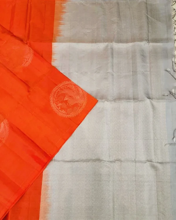 SOFT SILK SAREE - Bright Orange