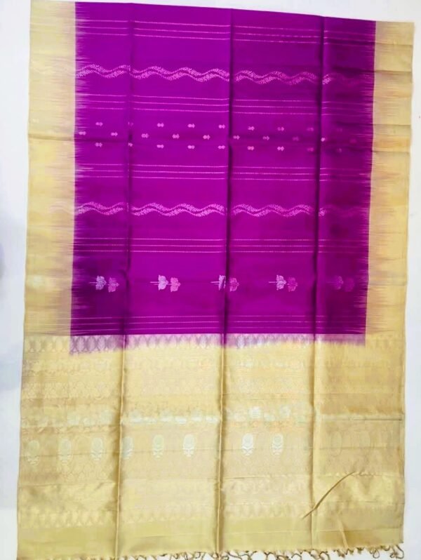 SOFT SILK SAREES - Deep Purple with Antique Gold