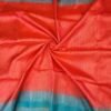 SOFT SILK SAREES - Coral Red with Turquoise Blue