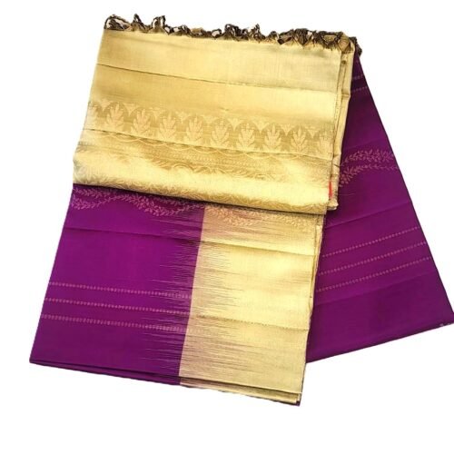 SOFT SILK SAREES - Deep Purple with Antique Gold